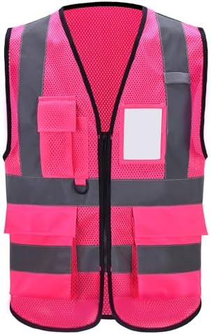 High Vis Safety Vest Reflective Strips, Multi-Pocket Design, Available in Yellow,Orange,black,Pink,blue,Red,purple - Image 5
