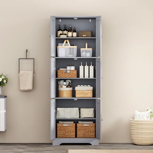 ChooChoo 63.2" Tall Bathroom Storage Cabinet with 6 Doors - Image 4