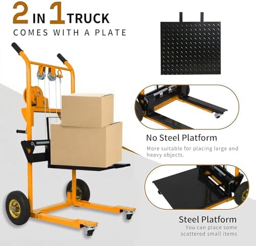 Tory Carrier Winch Stacker Material Lift Dolly 330lbs, 40.5" Max Lift - Image 4