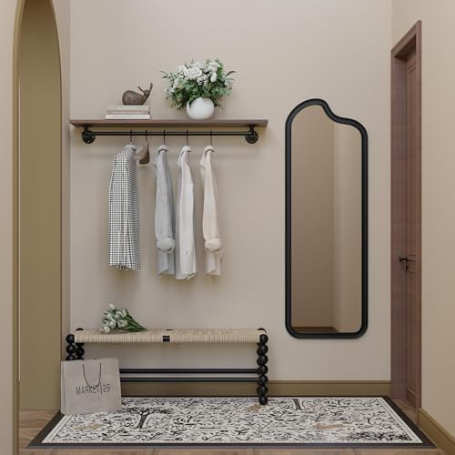Clothes Rack 48in, Wall Mounted Garment Rack with Solid Walnut Wood Shelf, Heavy Duty Hanging Clothes Rack, Multi-Purpose Hanging Rod, Space-Saving Closet Storage - Image 6