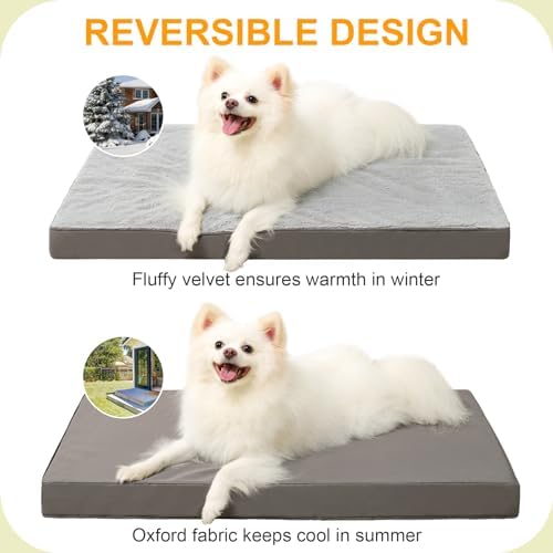 KSIIA Orthopedic Dog Bed for Small Dogs with Waterproof Lining, Grey, 23x17 - Image 4
