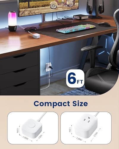 SURAIELEC Extension Cord with Switch On/Off, 6FT Braided Power Cable, 2Pack - Image 5