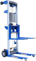 400 lbs Material Lift Winch Stacker, 122" Lift Height, Fixed Straddle Hand Winch Lift Truck, Material Lifts for Warehouse, Factory, Library, 34.60"L x 24.80"W by ELOMBR