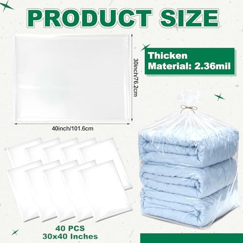 40 Pcs Large Clear Plastic Storage Bags set, 30 x 40 Inches,1.4 Mil - Image 2