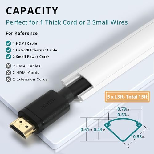 ZhiYo 15ft Corner Cable Hider for 1 Cord, Hide Wires on Wall Corner, White - Image 2