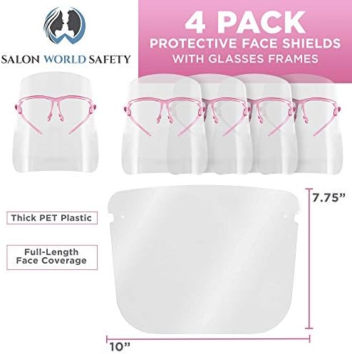 Salon World Safety Face Shields with Pink Glasses Frames (Pack of 4) - Image 2
