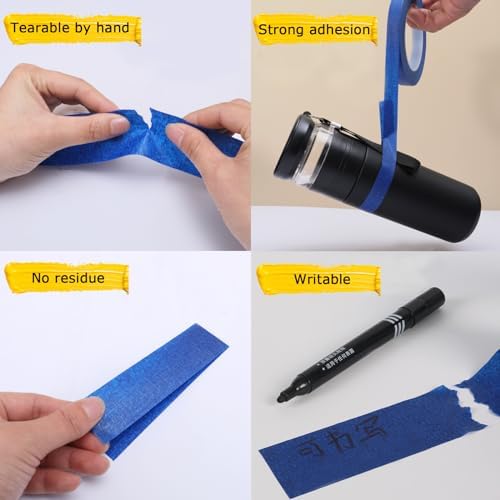 Masking Tape, Blue Tapes, Painters Tape, Artist Painter's Painting Paper Tape for Multi-Purpose Wall Paint, DIY Crafts, Scrapbook, Decoration, Labeling, Edge Finishing, 0.94INx60.1YDSx6 Rolls=360.6YDS - Image 4