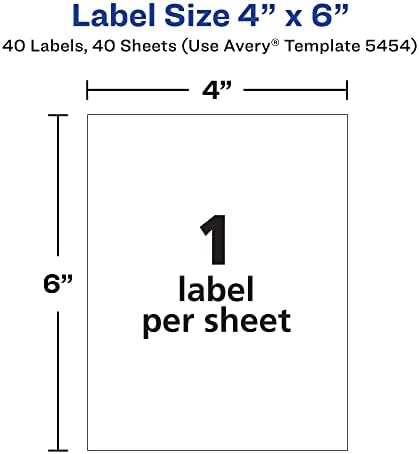 Avery Removable Labels, 4" x 6" Blank Labels, Laser/Inkjet Printable, 40 per Pack, 80 Total (2-Pack of 5454) - Image 4