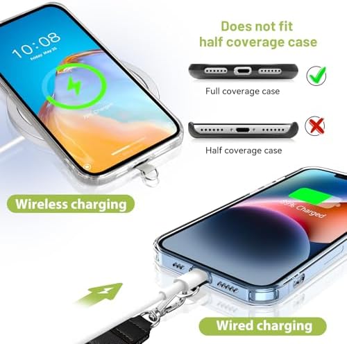 takyu Phone Lanyard, 2 Pack Crossbody Anti-Drop Neck and Wrist Strap with 2 Pcs Tether Patches, Secure Hands-Free Compatible for iPhone Samsung Perfect for Nurses, Teachers, Travel, Hiking Black+Gray - Image 3