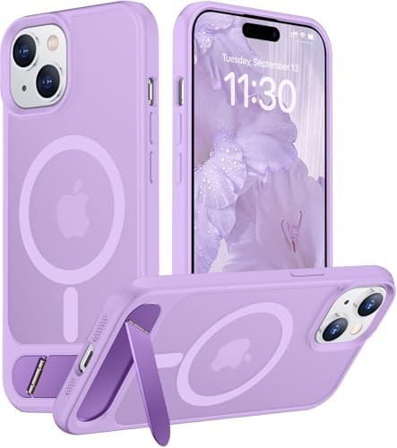 Temdan Magnetic Compatible with iPhone 15 Plus Case & iPhone 14 Plus Case, [Built-in Invisible Kickstand][Compatible with MagSafe][Military Grade Shockproof] Slim Translucent Matte Phone Case 6.7" by Temdan