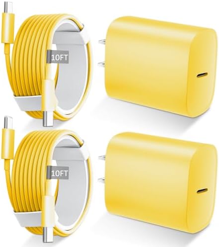 Phone 17 16 15 Charger Fast Charging Type C Chargers USB C Fast Charger Block & Phones 17 Charger Cord 10FT Long USB C Charging Cable for i.Phone 17/17 Pro/17 Pro Max/Air/Phone 16 15 Pro Max,Yellow by DiHines