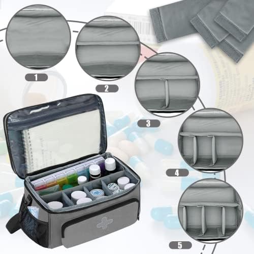 GDNasist Medicine Storage Bag, Medical Bag Pill Bottle Organizer Empty - Image 4