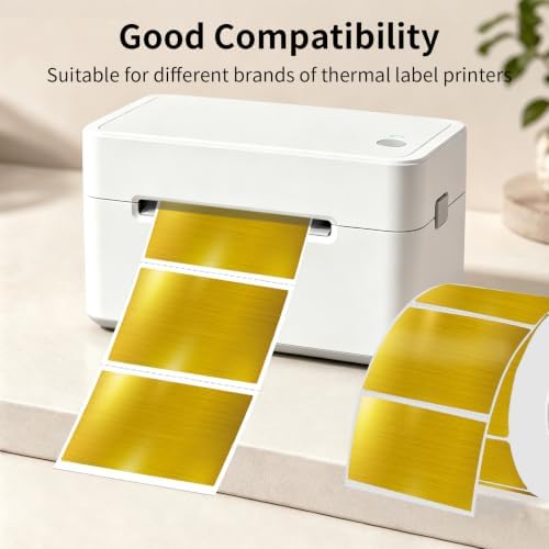 2 * 3Inch Holographic Gold Thermal Labels, Waterproof Printable Direct Thermal Stickers, Self-Adhesive for Small Business Logo, QR Code, Price Tag & Packaging, 200Pieces/Roll - Image 5