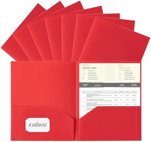 Aegero Plastic Folders with Pockets (7 Pack, Red) by Unknown