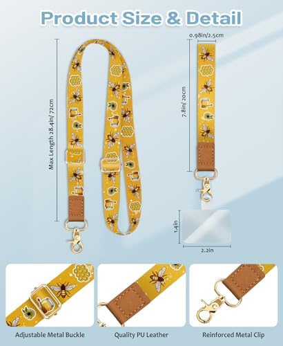 Yonlevres Phone Lanyard Crossbody Strap Wrist Neck Adjustable Women Bee - Image 6