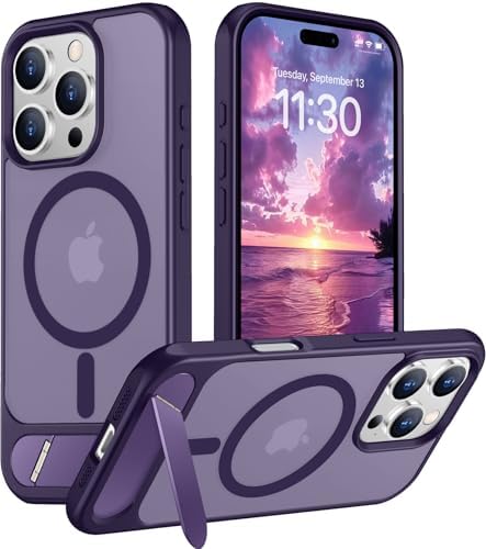 Temdan Magnetic Compatible with iPhone 16 Pro Case, [Built-in Invisible Kickstand][Compatible with MagSafe] [Military Grade Shockproof] Slim Translucent Matte Phone Case for iPhone 16 Pro 6.3" by Temdan