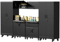 6-Piece Garage Storage Cabinets System Heavy Duty Workshop Set Includes Wall-Mounted and Rolling Cart Metal Tool Organization System for Garage Workshop by FLIXELIO
