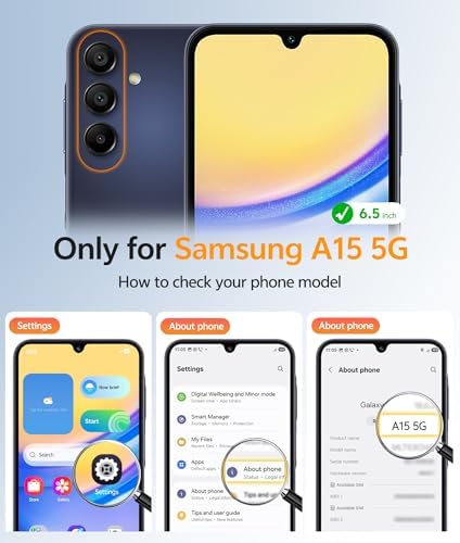 FNTCASE for Galaxy A15 5G Phone Case, Screen Protector, Black - Image 2