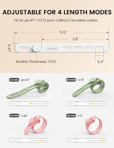 Lamicall 20 Pack Silicone Cable Ties, Reusable Cord Organizer Straps - Image 6