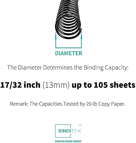 Binditek Plastic Spiral Binding Coils, 13 mm, 4:1 Pitch, Black, 50 Pack - Image 2