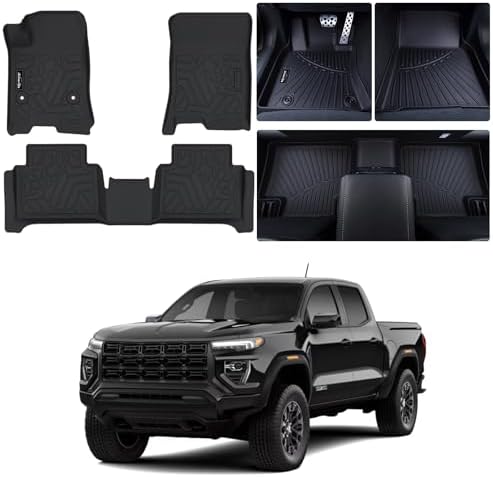 Floor Mats for 2023-2026 Chevrolet Colorado/GMC Canyon Crew Cab, TPE All Weather Protection Floor Liners Custom Fit for Chevy Colorado/Canyon Accessories by AltraVosAllWeatherCarMats