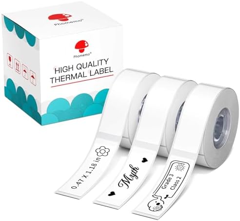 Phomemo D30 D30D Labels, Black on White (12mm X 40mm) by Phomemo