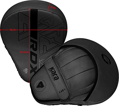 RDX Boxing Pads Curved Focus Mitts, Maya Hide Leather Kara Hook and jab Training Pads, Adjustable Strap Ventilated, MMA Muay Thai Kickboxing Coaching Martial Arts Punching Hand Target Strike Shield - Image 3