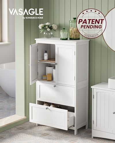 VASAGLE Bathroom Floor Cabinet with 2 Doors, 2 Drawers, Cloud White - Image 4