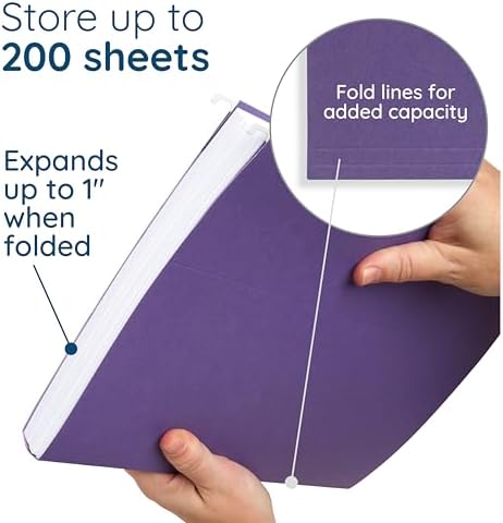 Blue Summit Supplies 25 Hanging File Folders, Letter Size, Purple - Image 4