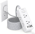 10Ft Flat Extension Cord with Multiple Outlets, Surge Protector Power Strip by OneBeat