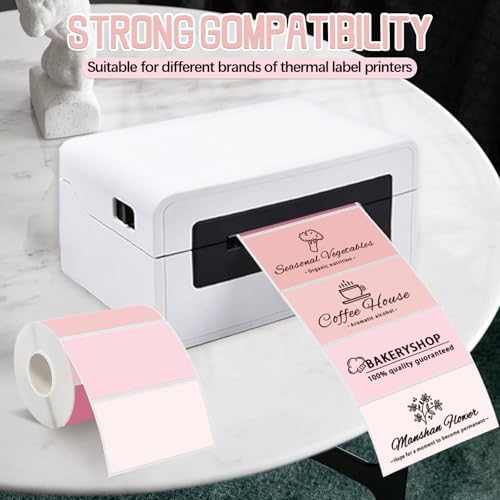 3" x 2" Pink Thermal Label,Self-Adhesive Rectangle Thermal Sticker Labels for Logo Design,Name/Price Tag,Thanks Card,Address,QR Code - Image 4