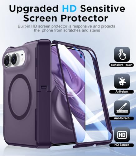 Temdan Magnetic for iPhone Duo Case Ultra Fold with Hidden Stand, Purple - Image 6
