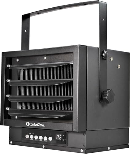 Comfort Zone Hard-Wired Ceiling Mount Garage Space Heater with Remote, 7,500 Watt, 240 Volt, Fan-Forced, Overheat Protection, Digital Thermostat, 12-Hour Timer, Ideal for Garage & Workshop, CZ230ERBK - Image 2
