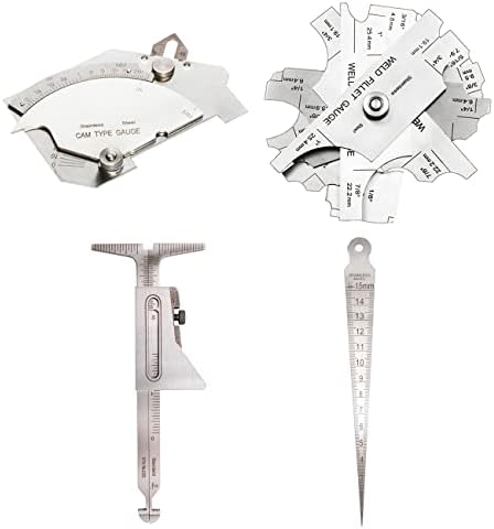 Weld Gauge Set Includes Cam Type Gauge and Weld Fillet Gauge and Hi-Lo Gauge and Taper Gauge by Necygoo