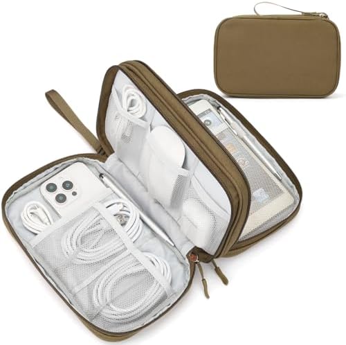 FYY Electronic Organizer, Travel Tech Pouch Bag, Large, Brown by FYY