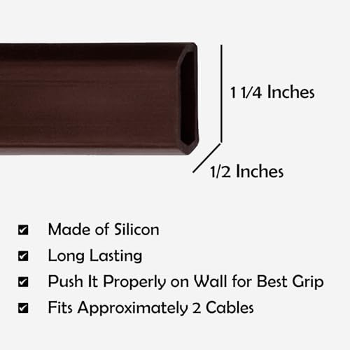 TV Cord Hider – Flexible Wall Cord Cover Slim Design Silicone Cable Raceway - Self Adhesive, Cut to Size Design for Hiding Wires on Wall - Clean Home Setup Cable Concealment (Dark Brown, 6 Feet) - Image 6