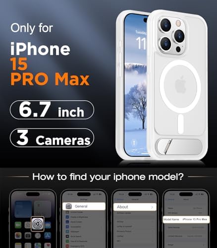 Temdan Magnetic Compatible with iPhone 15 Pro Max Case, [Built-in Invisible Kickstand][Compatible with MagSafe][Military Grade Shockproof] Slim Translucent Matte Phone Case for iPhone 15 Pro Max 6.7" - Image 2