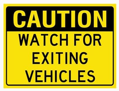 CAUTION WATCH FOR EXITING VEHICLES SIGN – Metal Tin Sign 12x8 Inch for Industrial or Commercial Use - Image 2