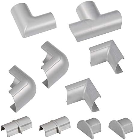 D-Line Medium Cable Raceway Accessory Pack, Join 1.18in x 0.59in Cord Cover Lengths, 10 Accessories Included, Hide Cords Around a Variety of Angles - Gray by D-LineUSAinc