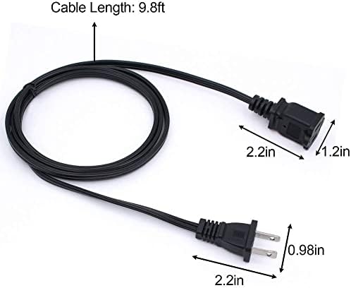 Black Extension Cord 10 Ft,2 Prong Extension Cords US Flat and Thin Male/Female Power Cable, UL Listed Perfect for Home Appliances, Office or Christmas Lights - Image 4