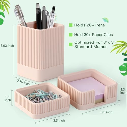 Aesthetic Desk Organizers and Accessories Set of 3 with Pen Holder,Paperclip Holder,Sticky Note Holder - Durable Plastic Pencil Holder for Office Women Men-Teacher Appreciation/Back-to-school Gift - Image 6