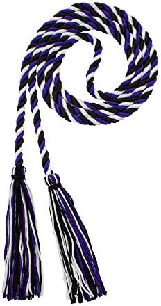 Tassel Depot Graduation Honor Cord - Black/Purple/White - Every School Color Available - Made In Usa by TasselDepot