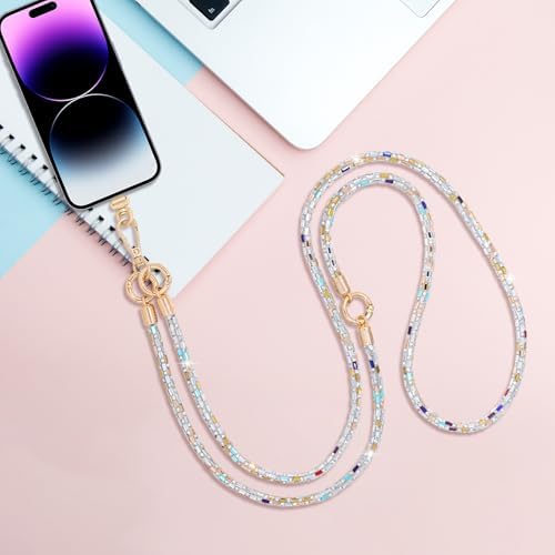 Crystal Phone Strap Crossbody Rhinestone Anti Theft Layered Strap Crossbody Gold Metal Buckles Cell Phone Neck for Women (Colour) - Image 7
