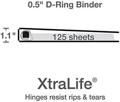 Oxford 3 Ring Binders, 0.5 inch ONE-Touch Easy Open D Rings, Durable Binders for School and Office, View Binder Covers, Xtralife Hinge, Non-Stick, PVC-Free, Black, Holds 125 Sheets, 6 PK (79901) - Image 3