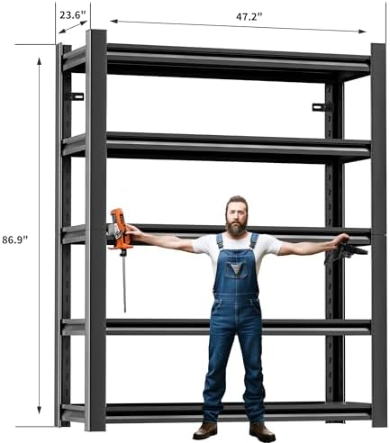 Garage Shelving, 48"W x 24"D x 87"H, Heavy Duty Metal Storage Shelves - Image 2