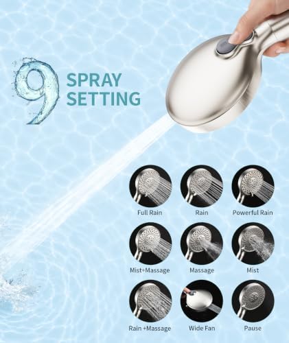 SR SUN RISE Filtered Shower Head with Handheld High Pressure 9 Spray Mode Showerhead Detachable Shower Head Water Softener Filters Beads for Hard Water Remove Chlorine 1 Filter Light Champagne - Image 4