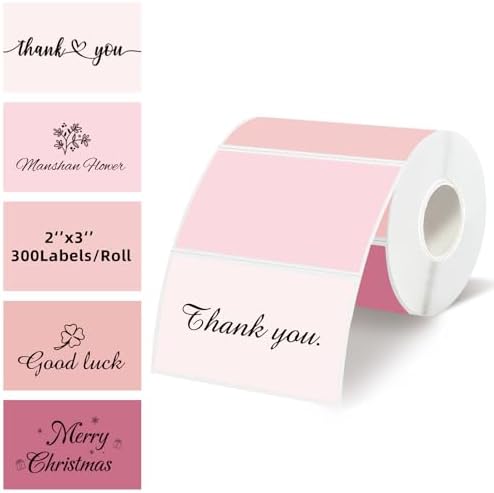3" x 2" Pink Thermal Label,Self-Adhesive Rectangle Thermal Sticker Labels for Logo Design,Name/Price Tag,Thanks Card,Address,QR Code by Unknown