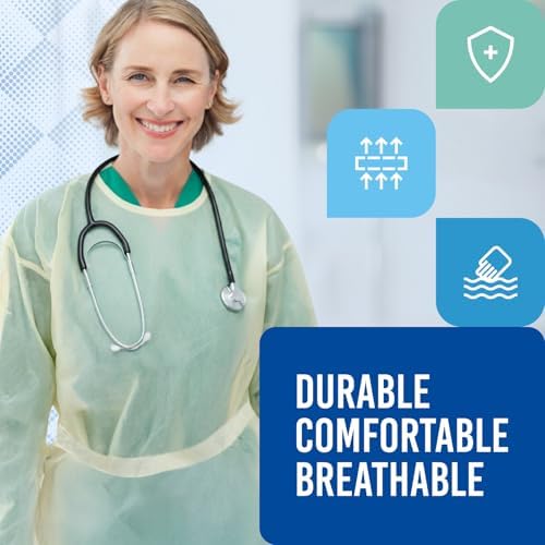 Medtecs Disposable Isolation Gowns - AAMI Level 2 SMMS 25 GSM - 10/100 PC - Thumb-Up, Fluid Resistant Durable Comfortable PPE - CoverU Series, Unisex Adult | Yellow, 100 PC - Image 4