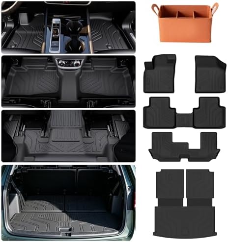 Floor Mats Set for 2026 Volkswagen VW Atlas 7 Seats Bench Seating 2018-2025 Car Mat Accessories(Not Fit Cross Sport), All Weather TPE Cargo Liner Trunk Mat(Floor Mats+2-in-1 Cargo Mat) by Unknown