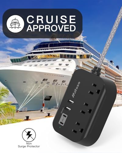 Travel Essentials, Power Strip with USB, Compact Flat Plug Extension Cord - Image 4